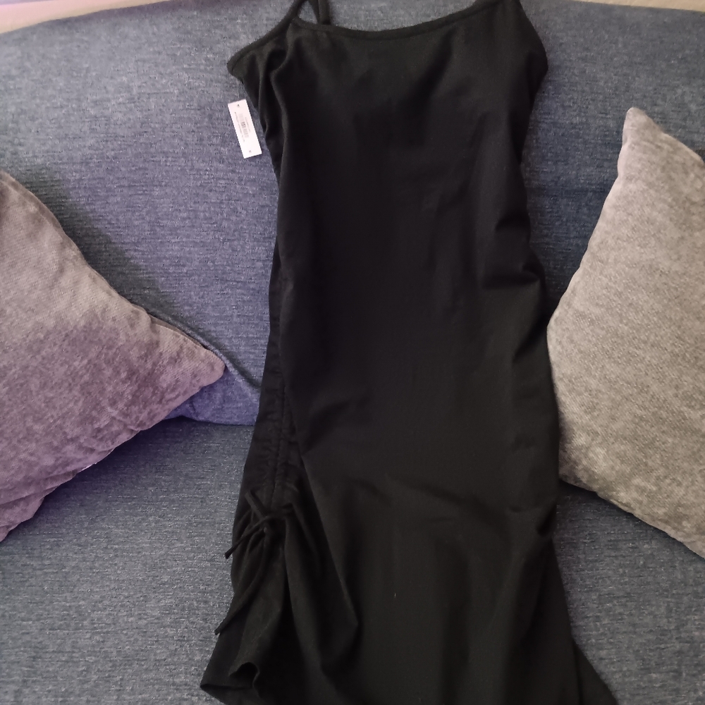 NWT Adore Me Felicity Ruched Knit Slip Medium Black